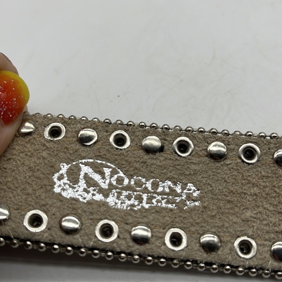 Nocona Black Silver Bling Western Belt leather with rhinestones Sz XL main image 12
